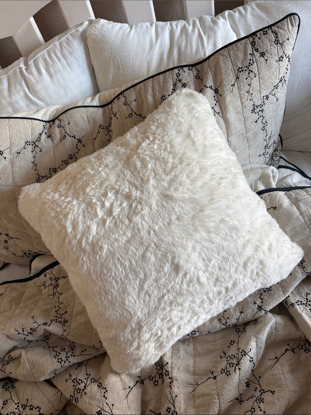 Ivory Faux Fur Pillows soft fluffy fur white cream